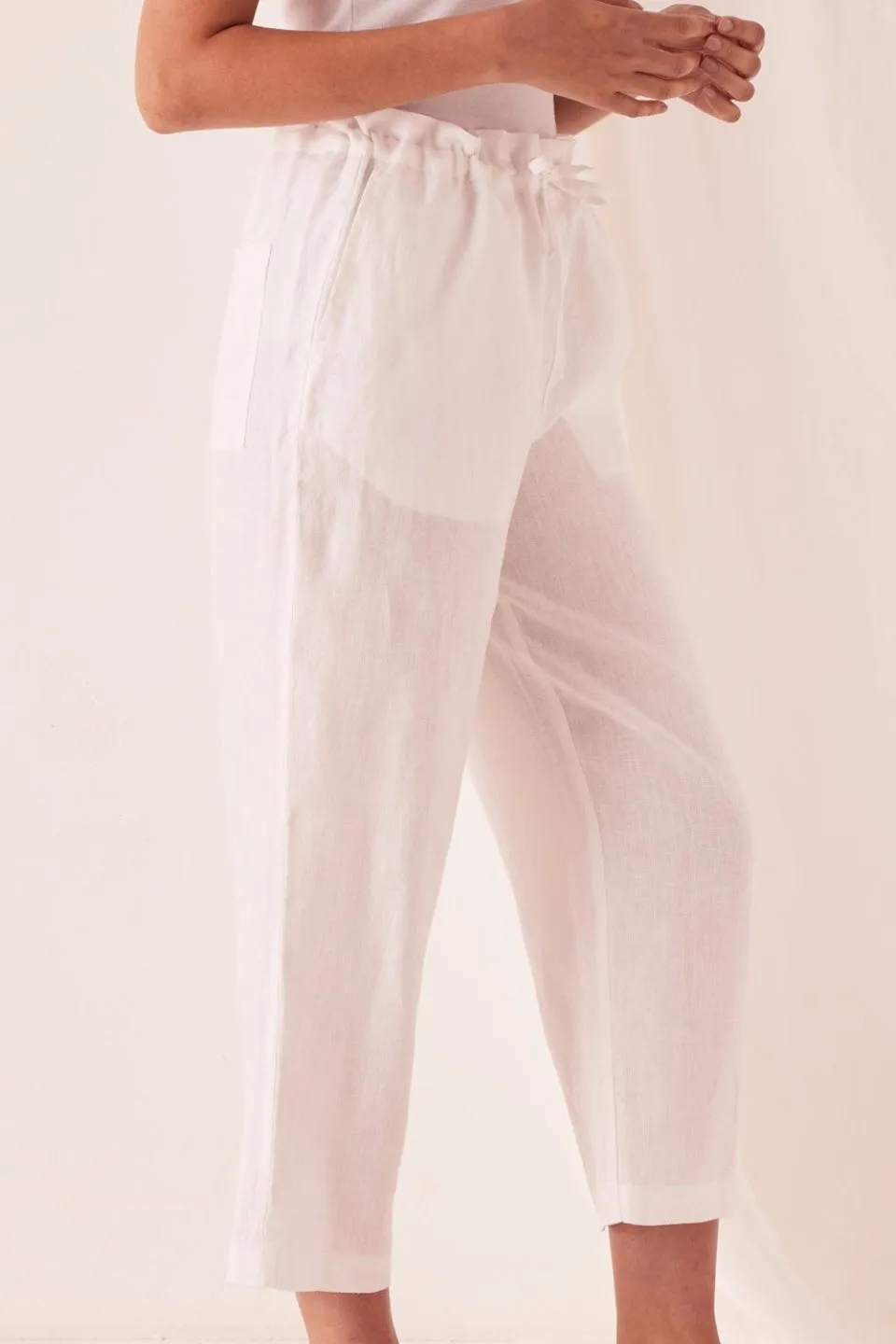 Ollie Linen White Pant