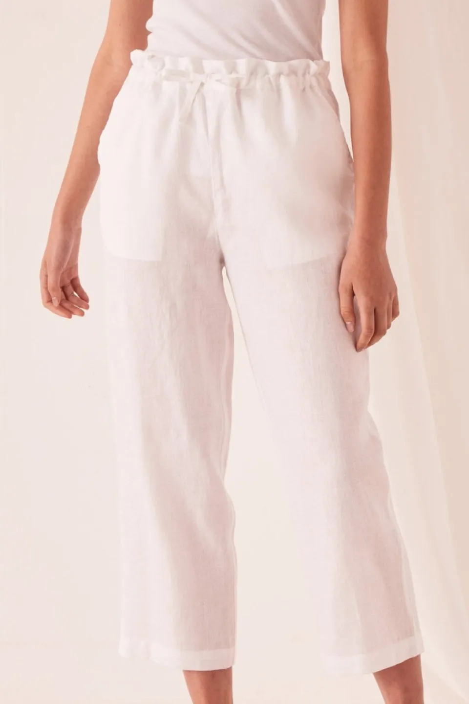 Ollie Linen White Pant