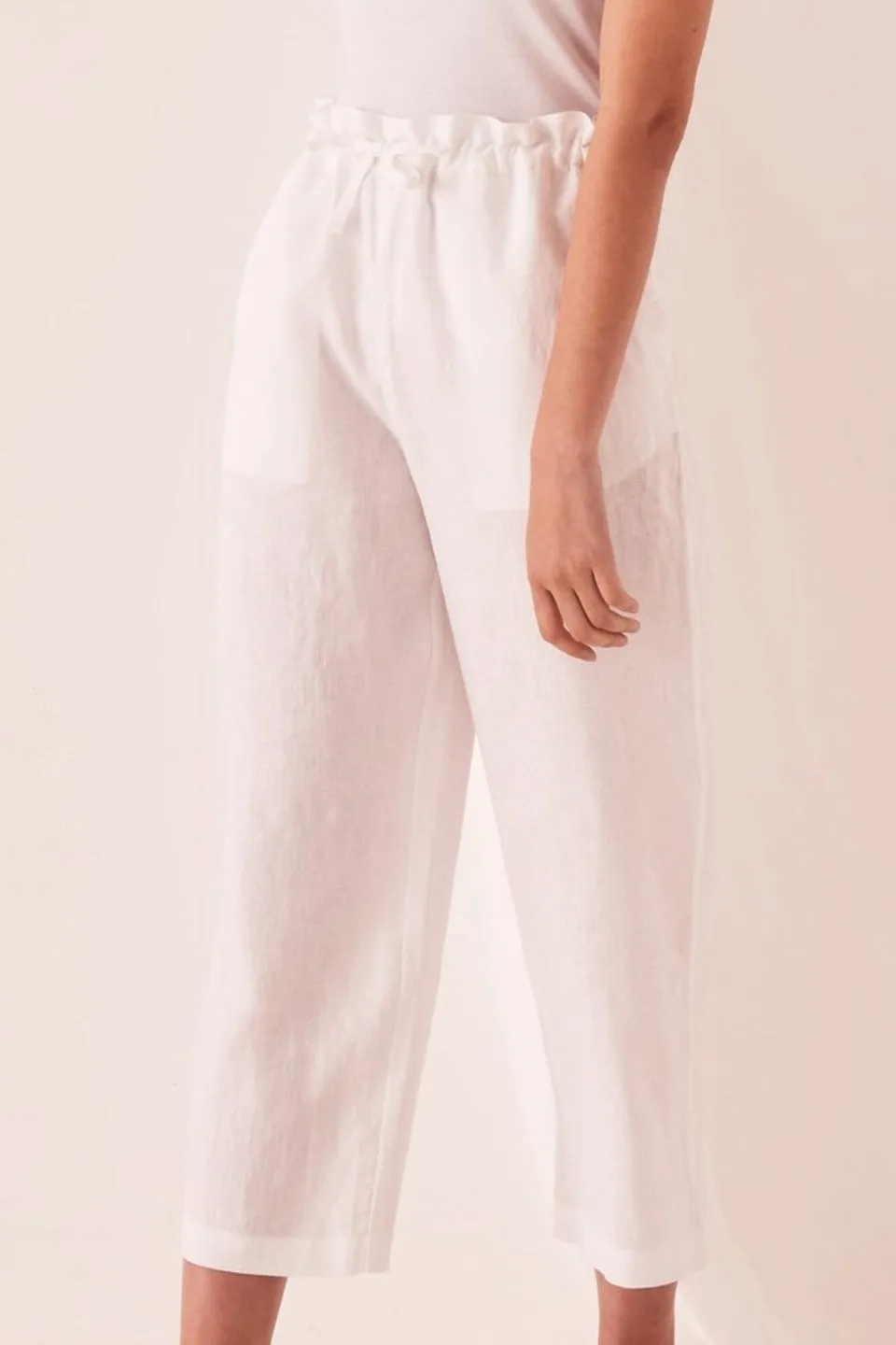 Ollie Linen White Pant