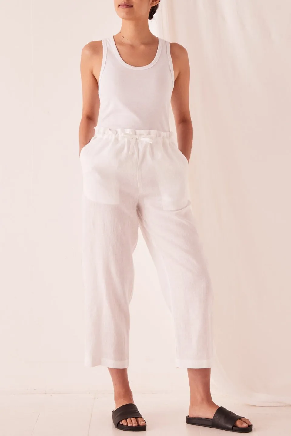 Ollie Linen White Pant