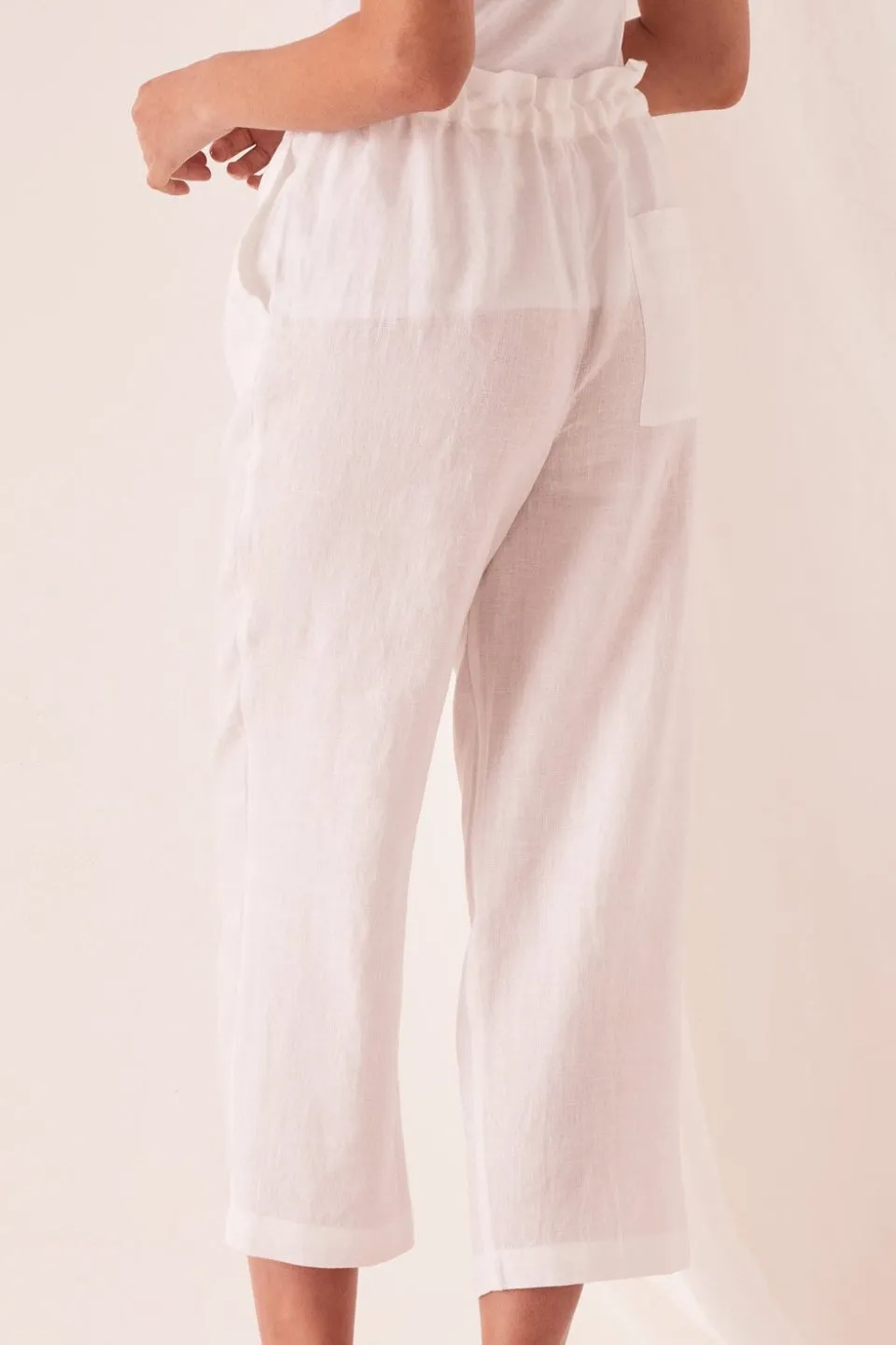 Ollie Linen White Pant