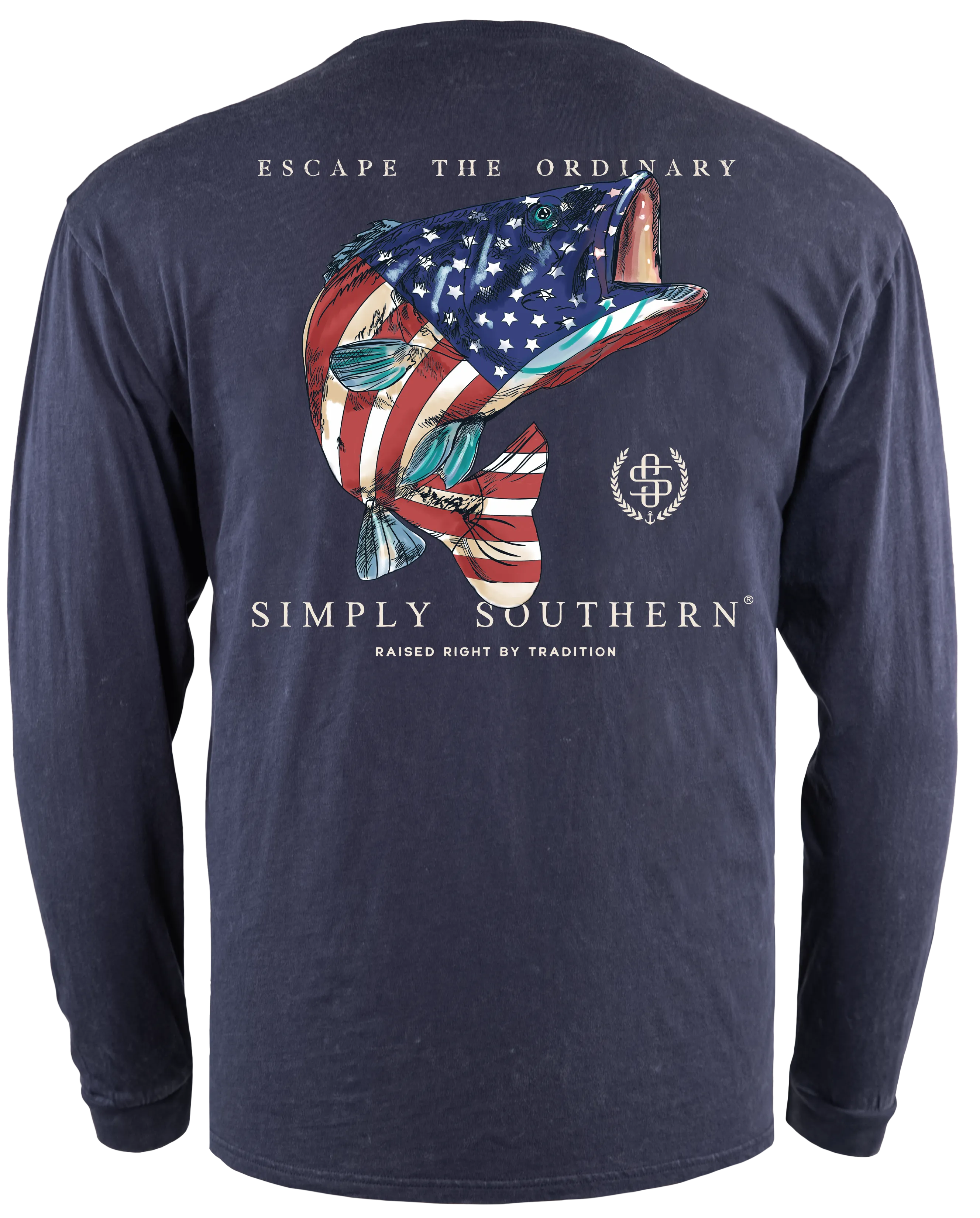 Raised Right by Tradition USA Fish Long Sleeve Tshirt by Simply Southern