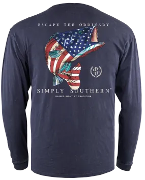 Raised Right by Tradition USA Fish Long Sleeve Tshirt by Simply Southern