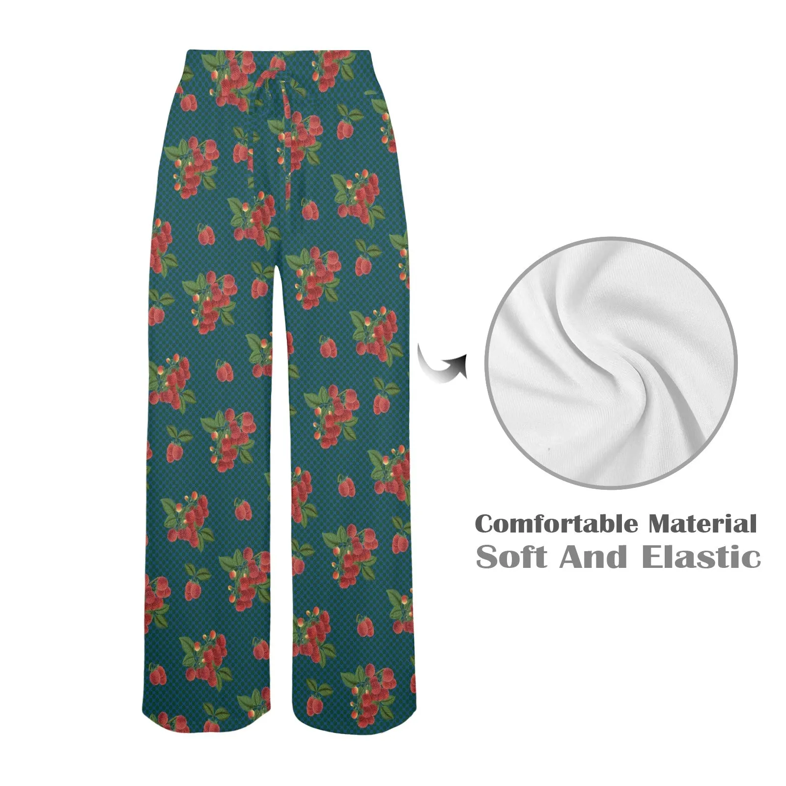 raspberry petals print 2 Women's Wide Leg Lounge Pants (Model L77)