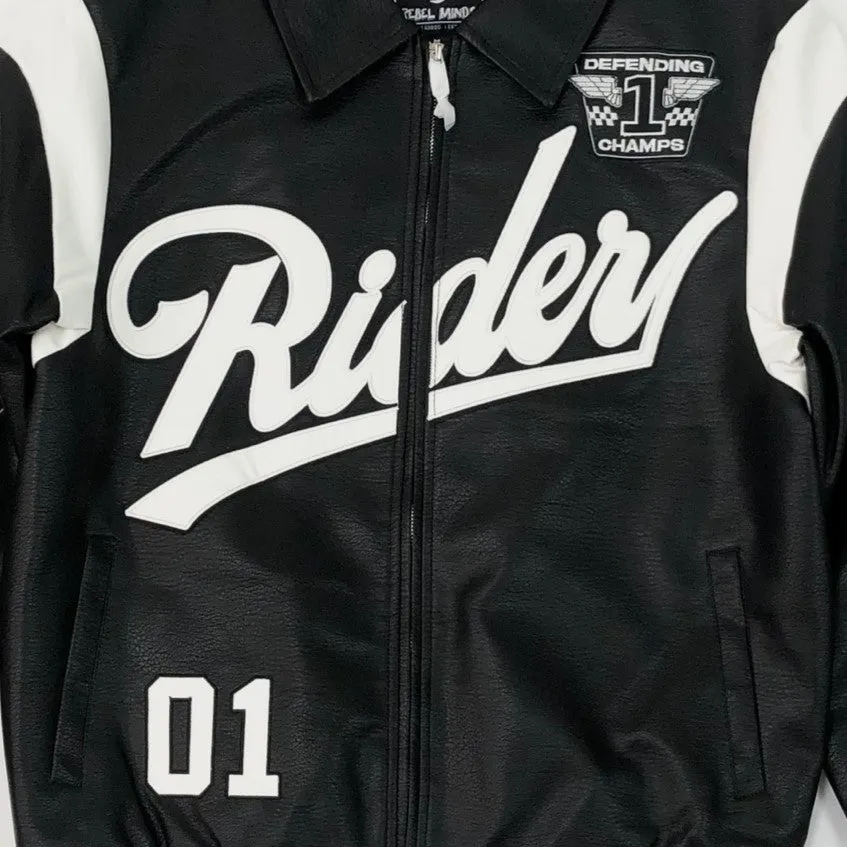 REBEL MINDS Extreme Rider Leather Varsity Jacket