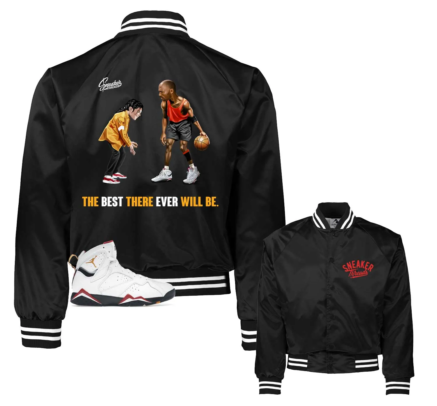 Retro 7 Cardinal Satin Jacket - The Best - Black