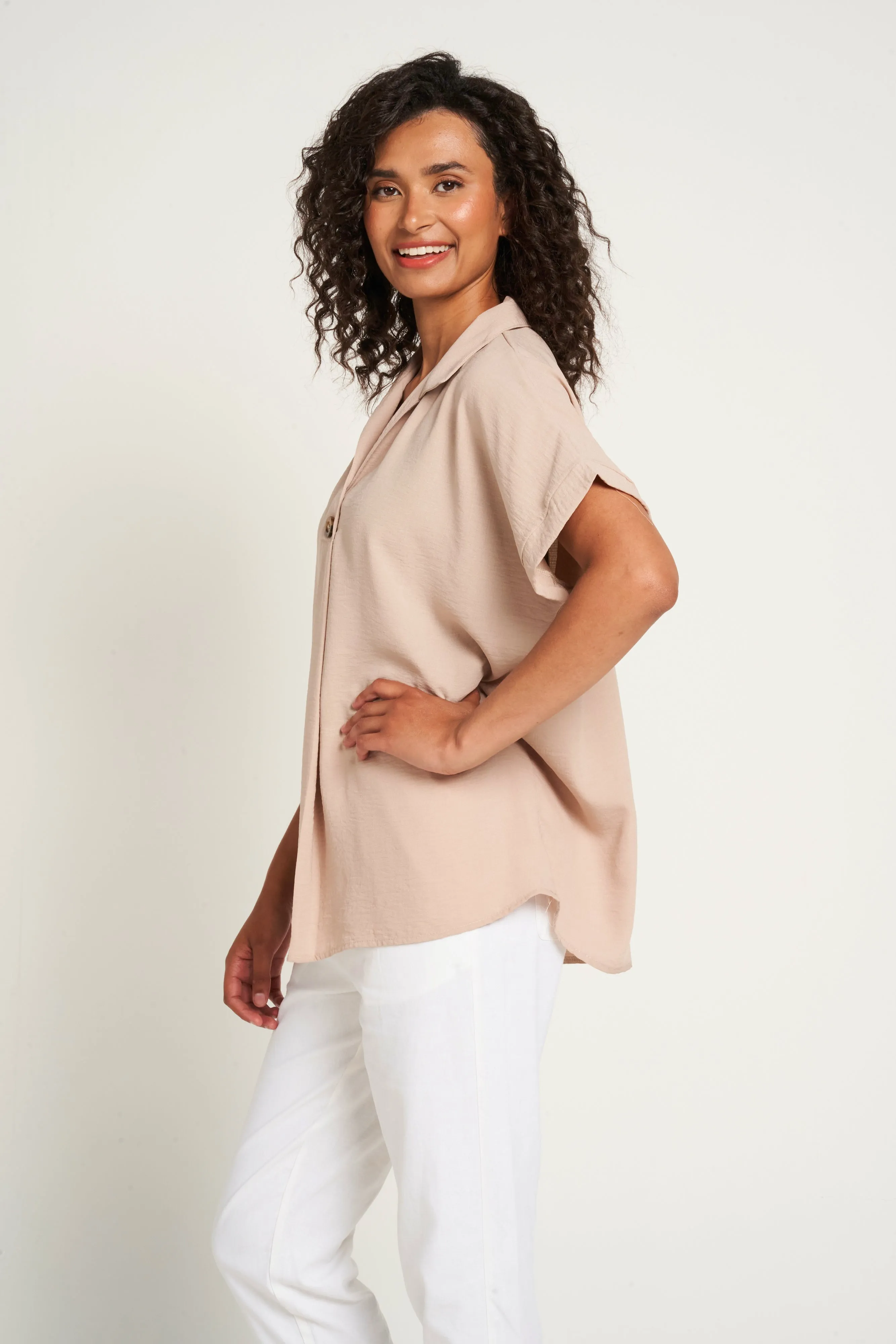 Saloos Extended Shoulder Short Sleeves Blouse