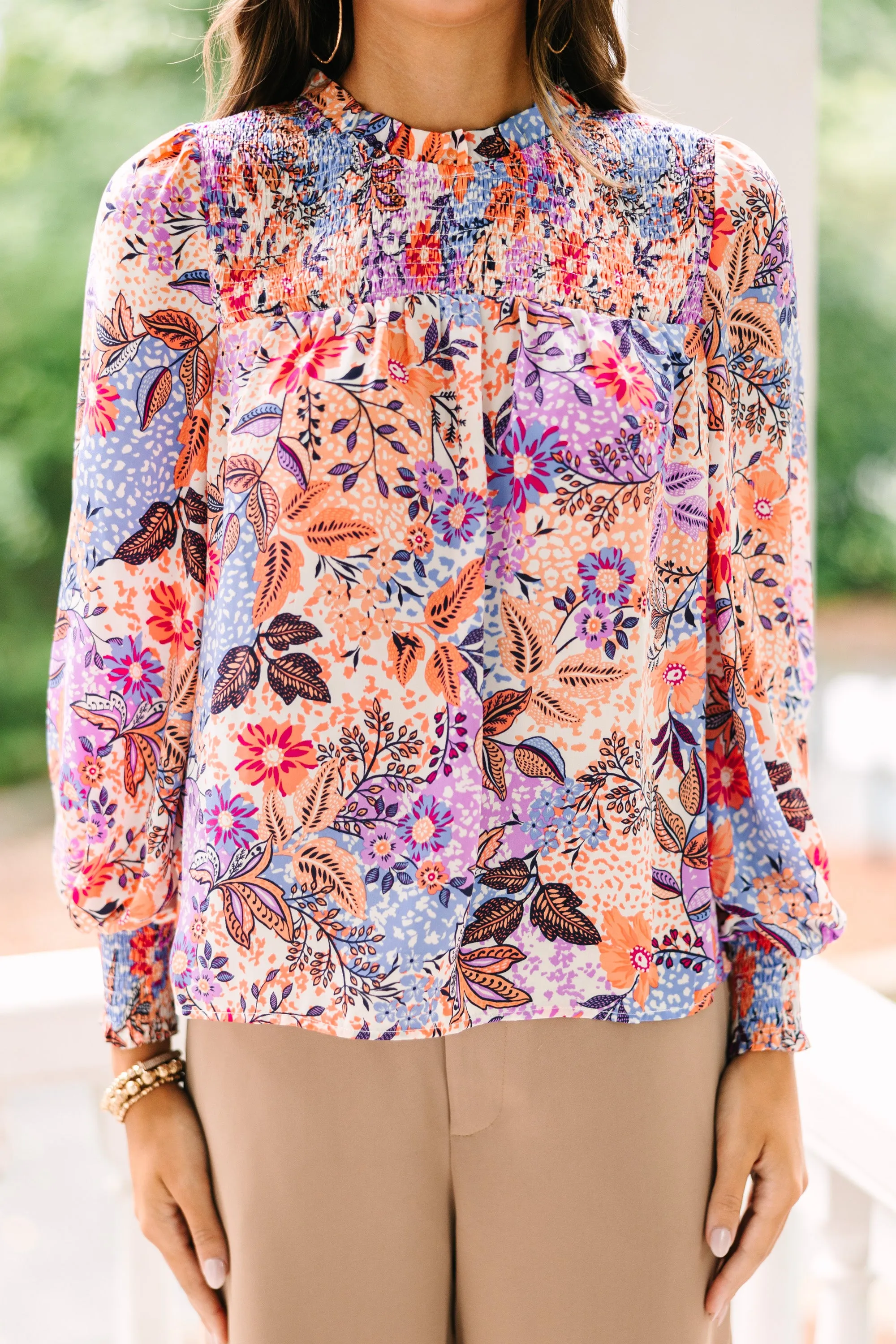 Skies are Blue: Make Your Day Mauve Pink Floral Blouse