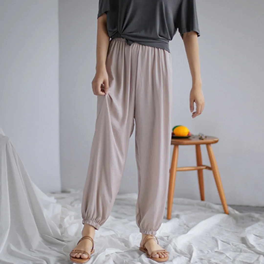 Summer Solid Casual Loose Chiffoin Harem Pants