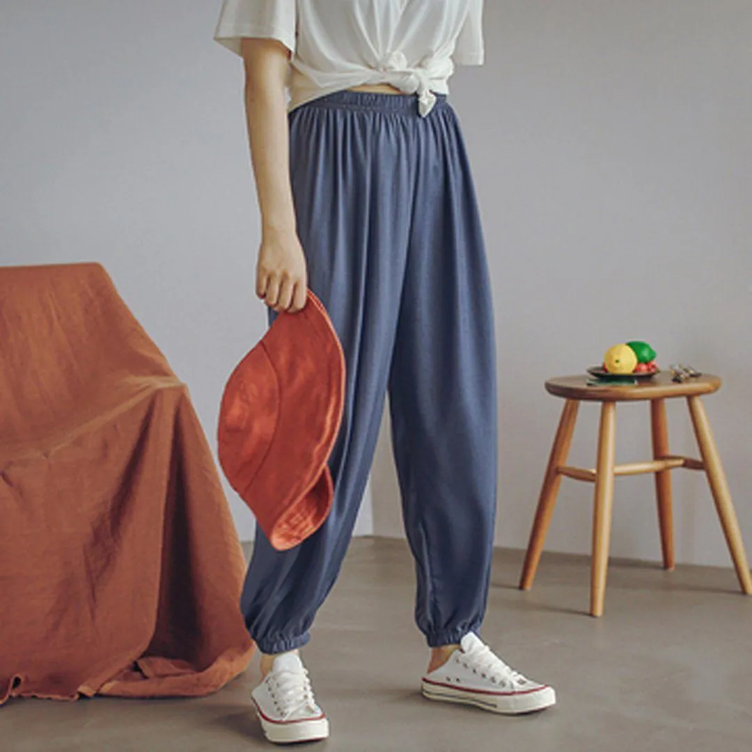 Summer Solid Casual Loose Chiffoin Harem Pants