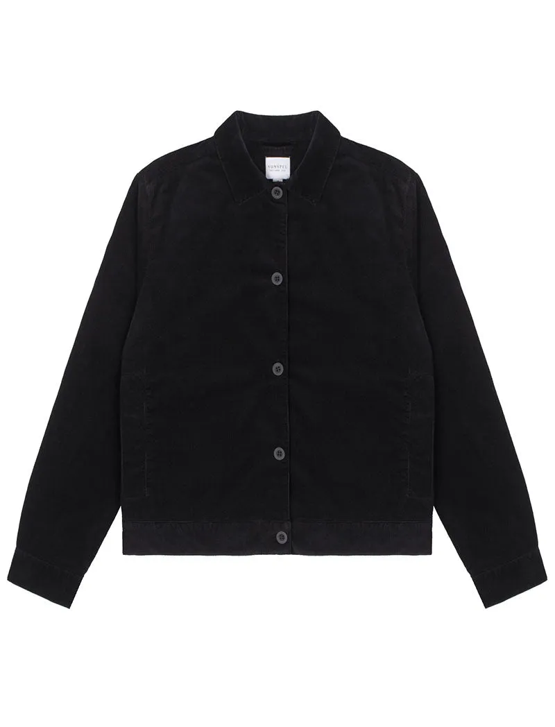 Sunspel Womens Corduroy Boxy Jacket Black