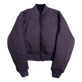 TEAMJOINED JOINED WOMEN CROPPED TECH INSIDE OUT BOMBER JACKET-BLACK / PURPLE