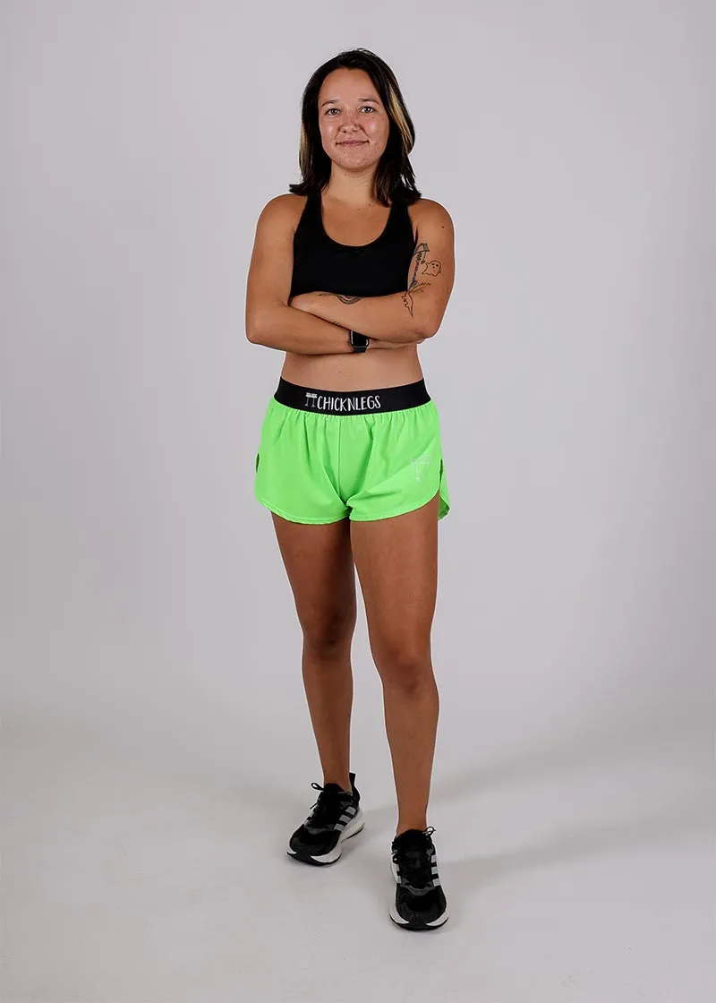 Women's Neon Green 1.5" Split Shorts