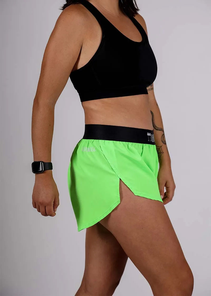 Women's Neon Green 1.5" Split Shorts