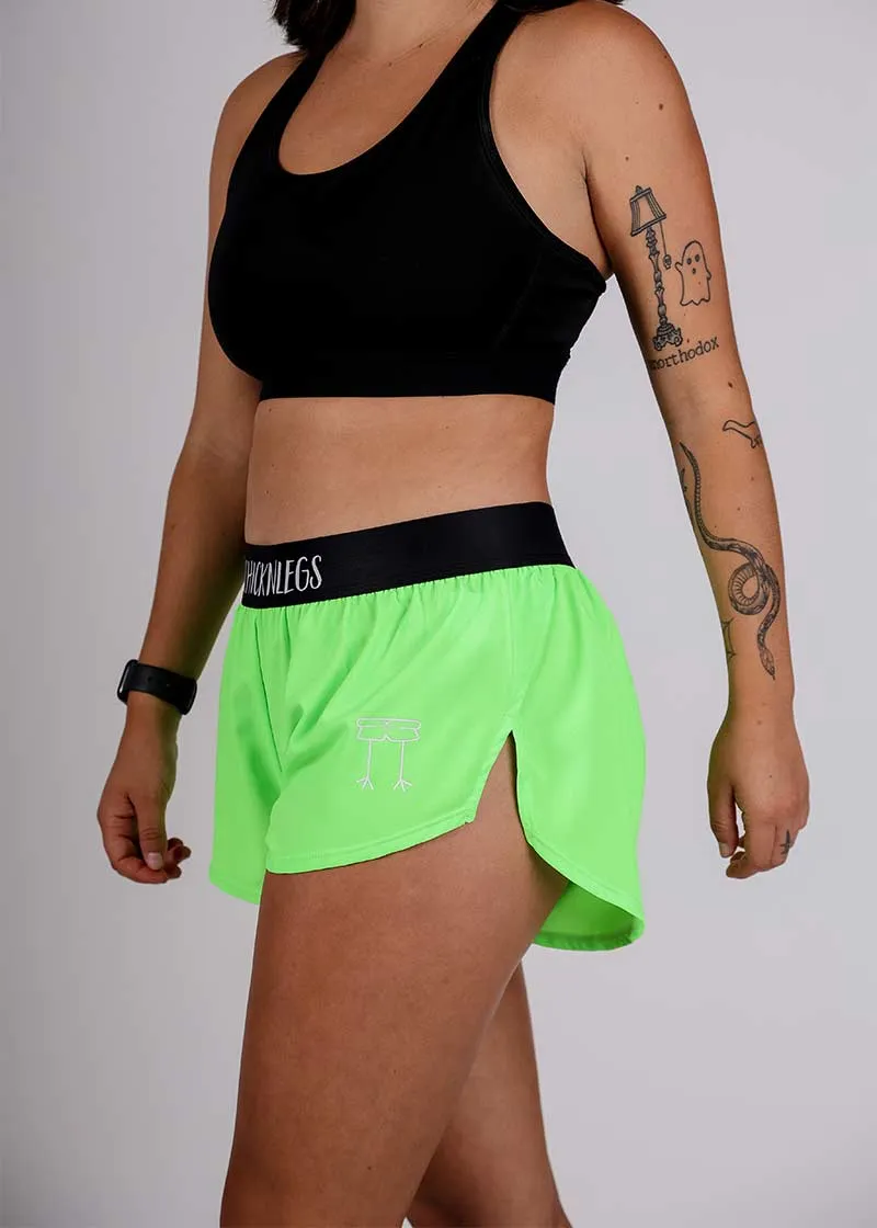 Women's Neon Green 1.5" Split Shorts