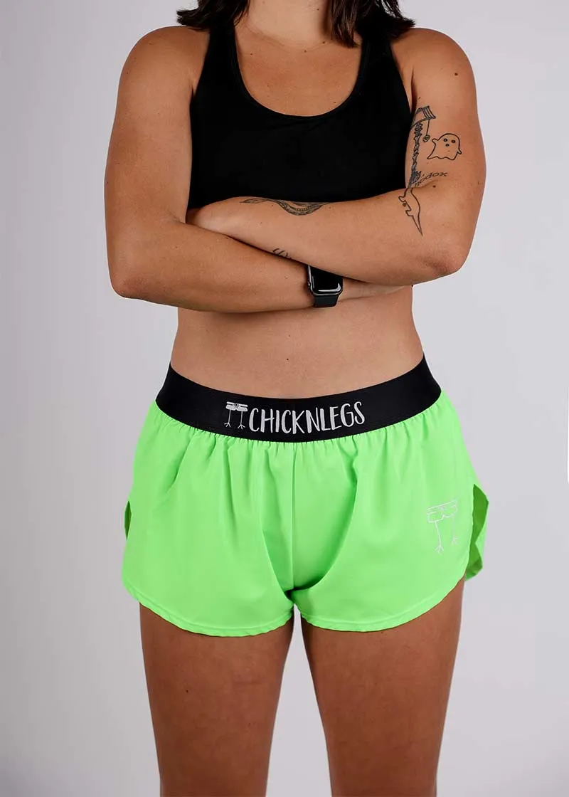 Women's Neon Green 1.5" Split Shorts