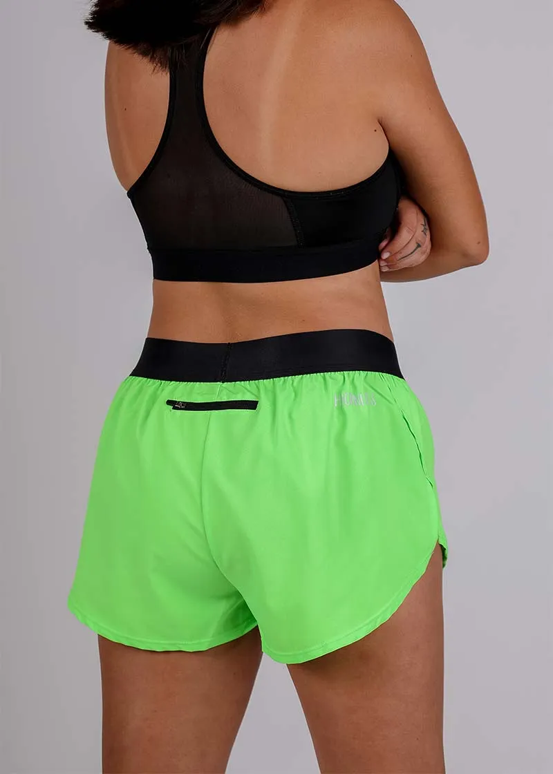 Women's Neon Green 1.5" Split Shorts