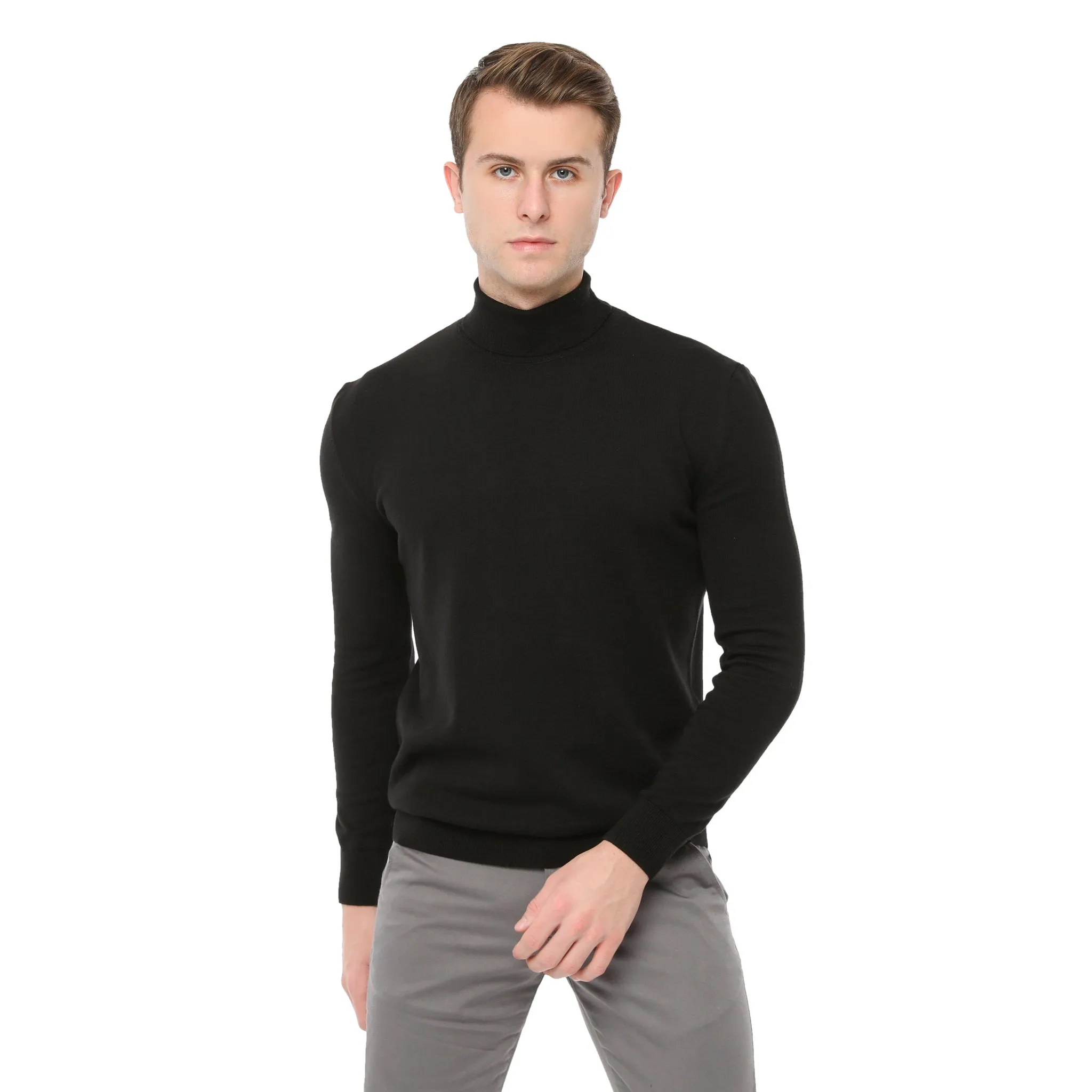 Xact Mens Roll Neck Jumper - 100% Cotton - Long Sleeved