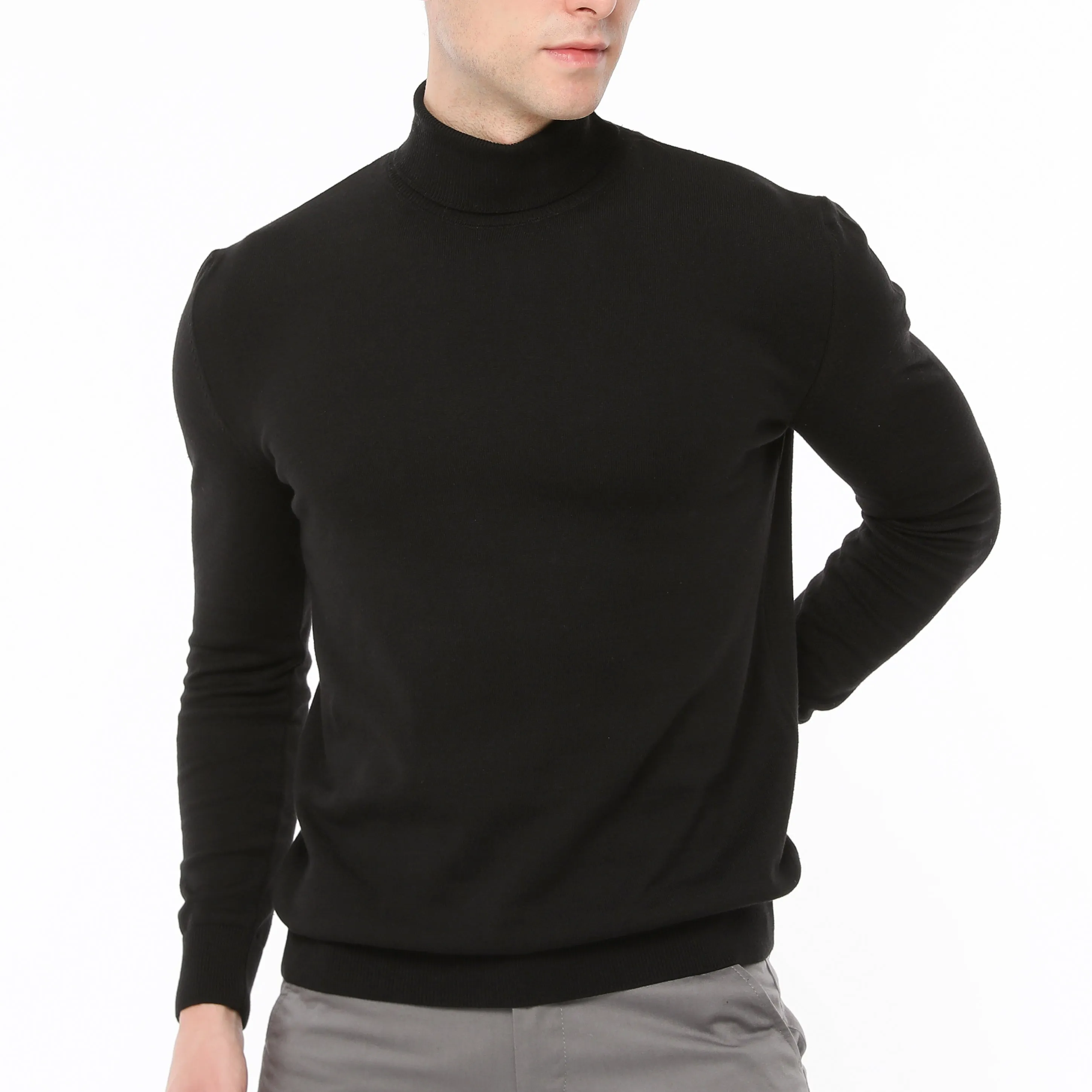 Xact Mens Roll Neck Jumper - 100% Cotton - Long Sleeved